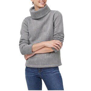 J.Crew Womens Herringbone Cowl Neck Sweater S 100% Polyester Black & White